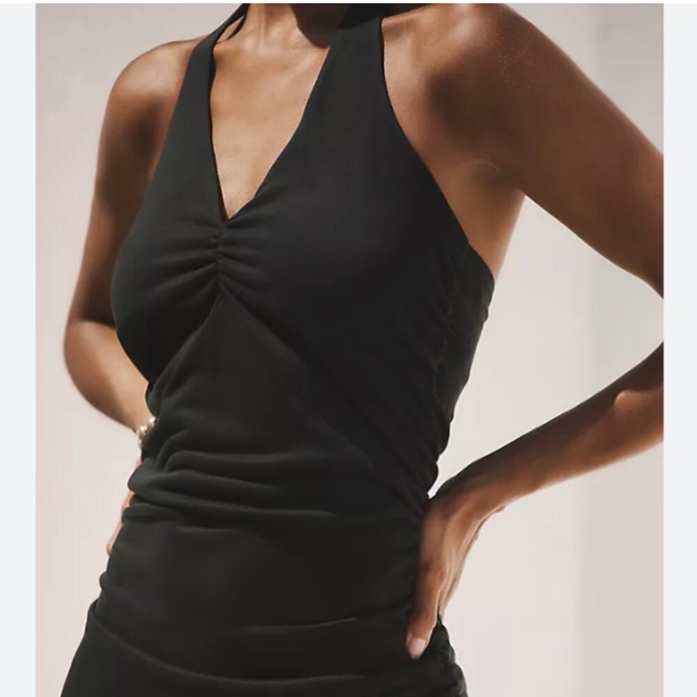 Anthropologie Black Halter Mini Dress - Picture 3 of 5